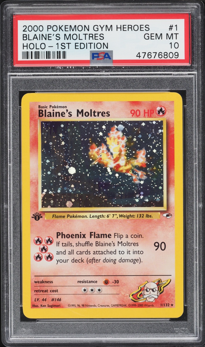 2000 Pokemon Gym Heroes 1st Edition Holo Blaine's Moltres #1 PSA 10 GEM MINT