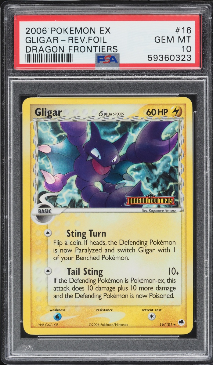 2006 Pokemon EX Dragon Frontiers Reverse Holo Gligar #16 PSA 10 GEM MINT