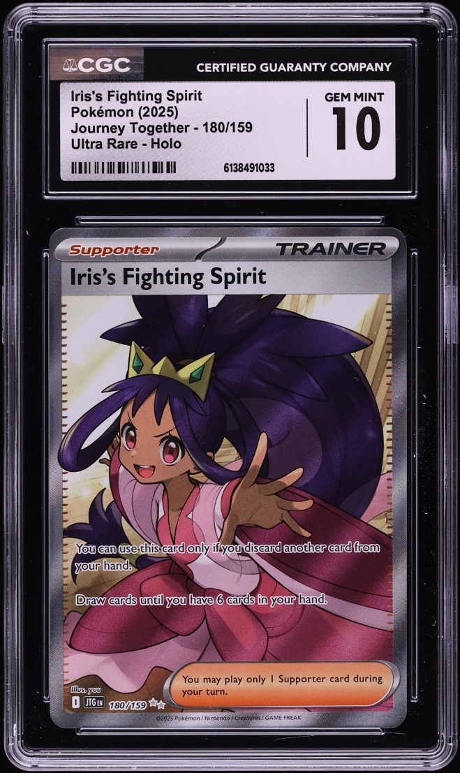 2025 Pokemon Scarlet & Violet Journey Together Full Art Iris's Fighting Spirit #180 CGC 10 GEM