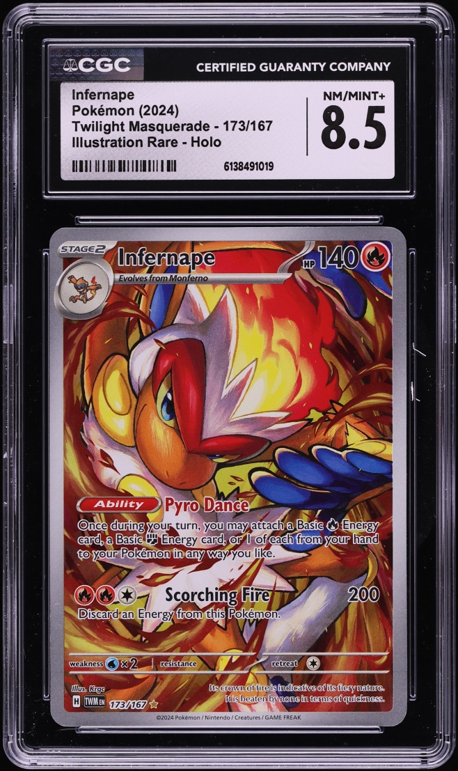 2024 Pokemon Scarlet & Violet Twilight Masquerade IR Infernape #173 CGC 8.5 NM-MT+