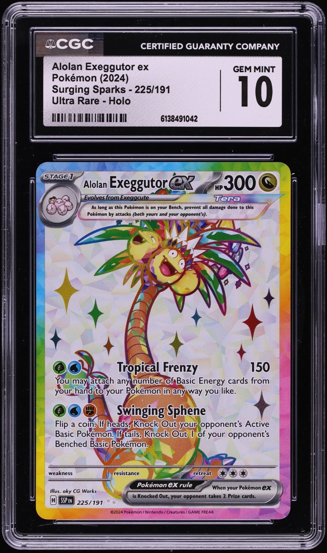 2024 Pokemon Scarlet & Violet Surging Sparks Full Art Alolan Exeggutor Ex #225 CGC 10 GEM MINT