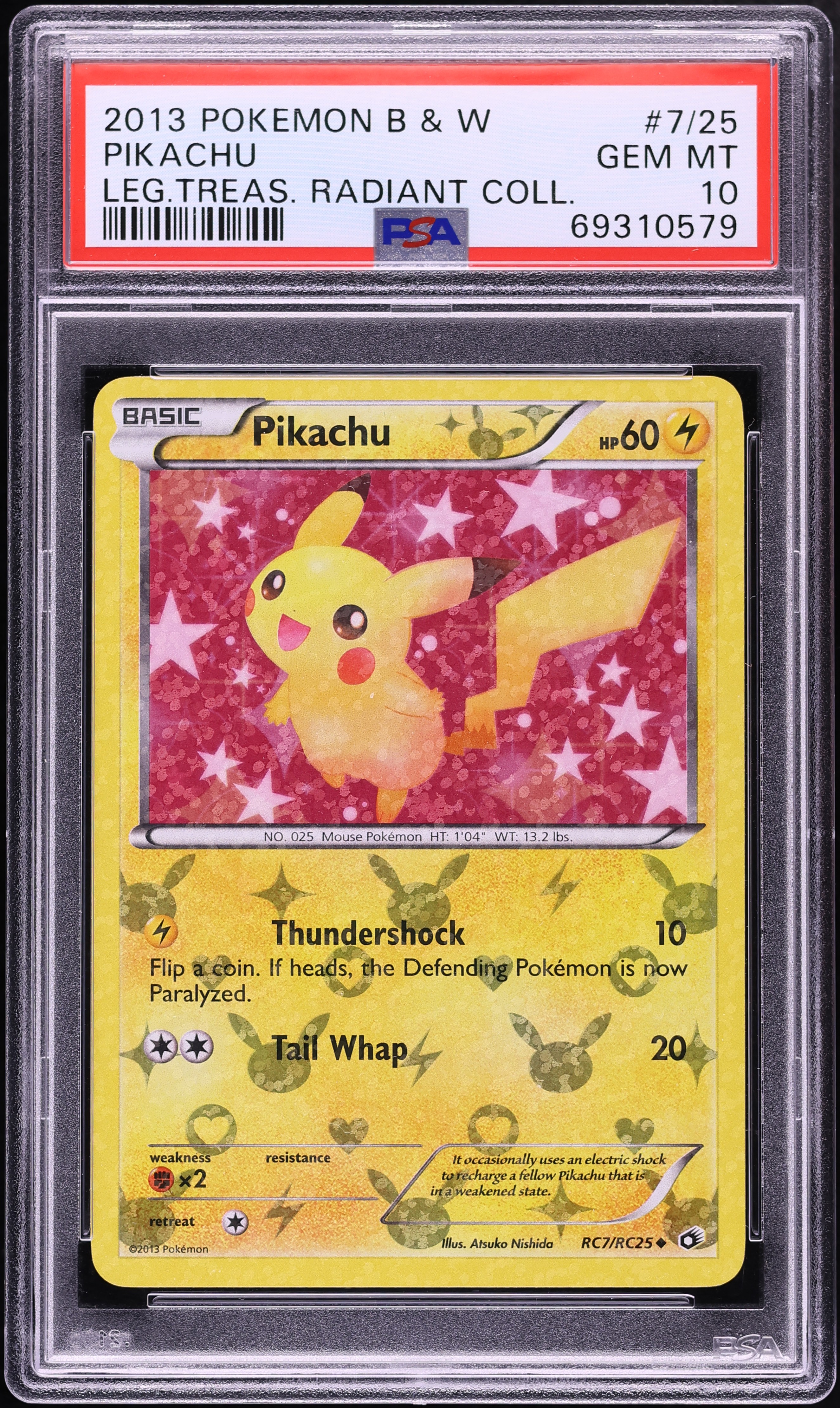 2013 Pokemon Black & White Legendary Treasures Radiant Collection Pikachu #RC7 PSA 10 GEM MINT