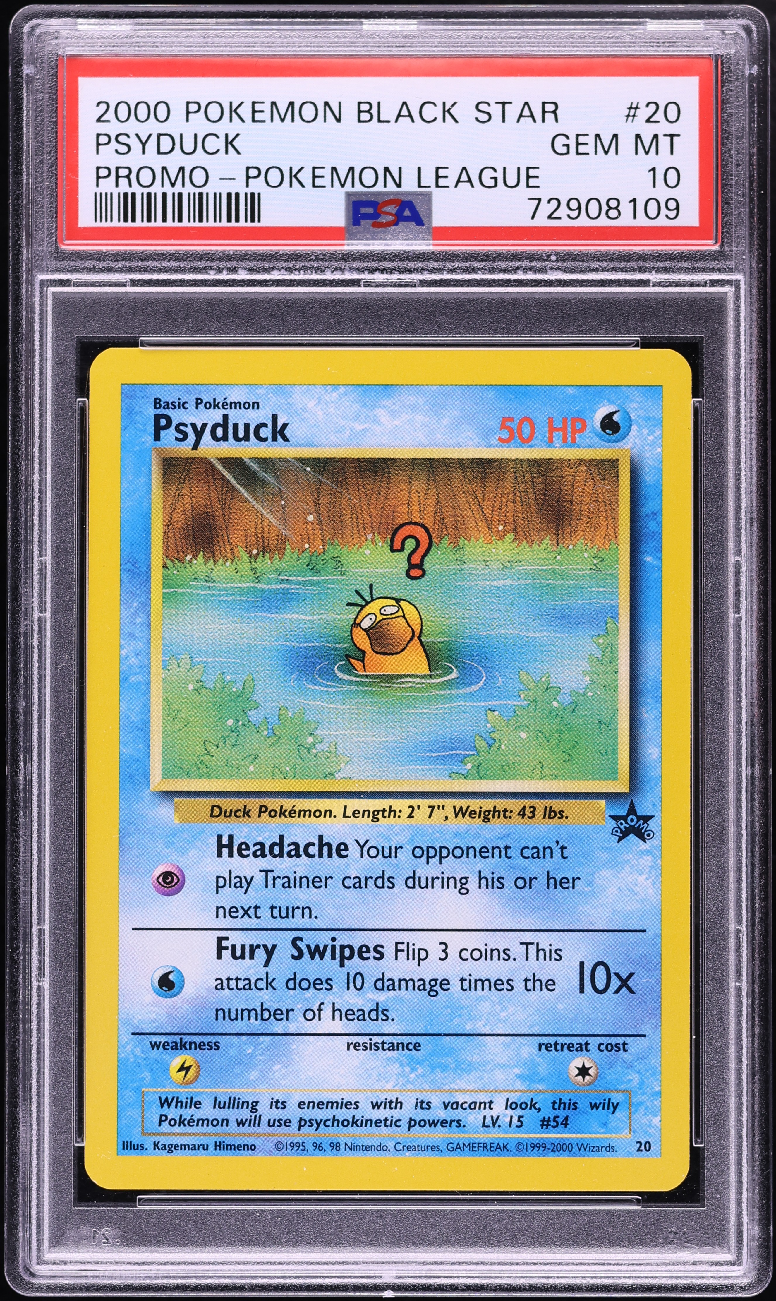 2000 Pokemon Black Star Promo Psyduck #20 PSA 10 GEM MINT