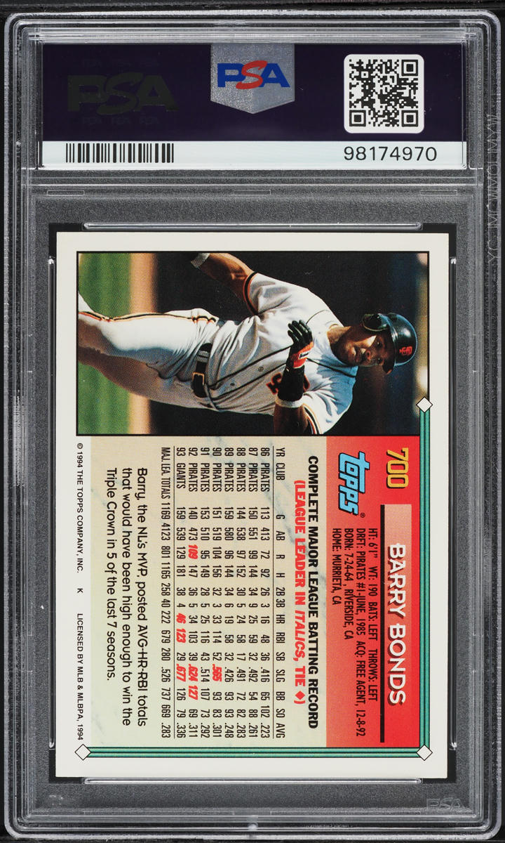 1994 Topps Barry Bonds #700 PSA 6 EXMT