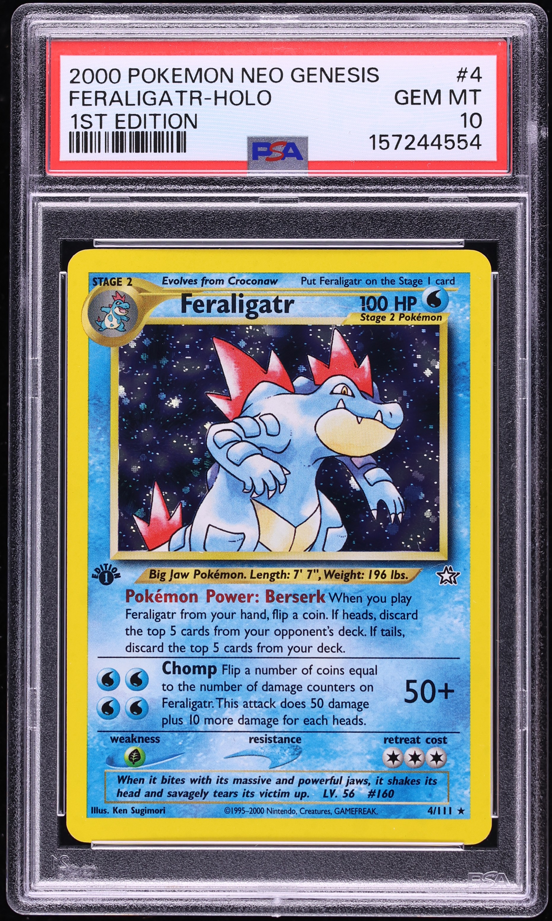 2000 Pokemon Neo Genesis 1st Edition Holo Feraligatr #4 PSA 10 GEM MINT