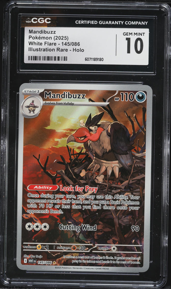 2025 Pokemon Scarlet & Violet White Flare IR Mandibuzz #145 CGC 10 GEM MINT