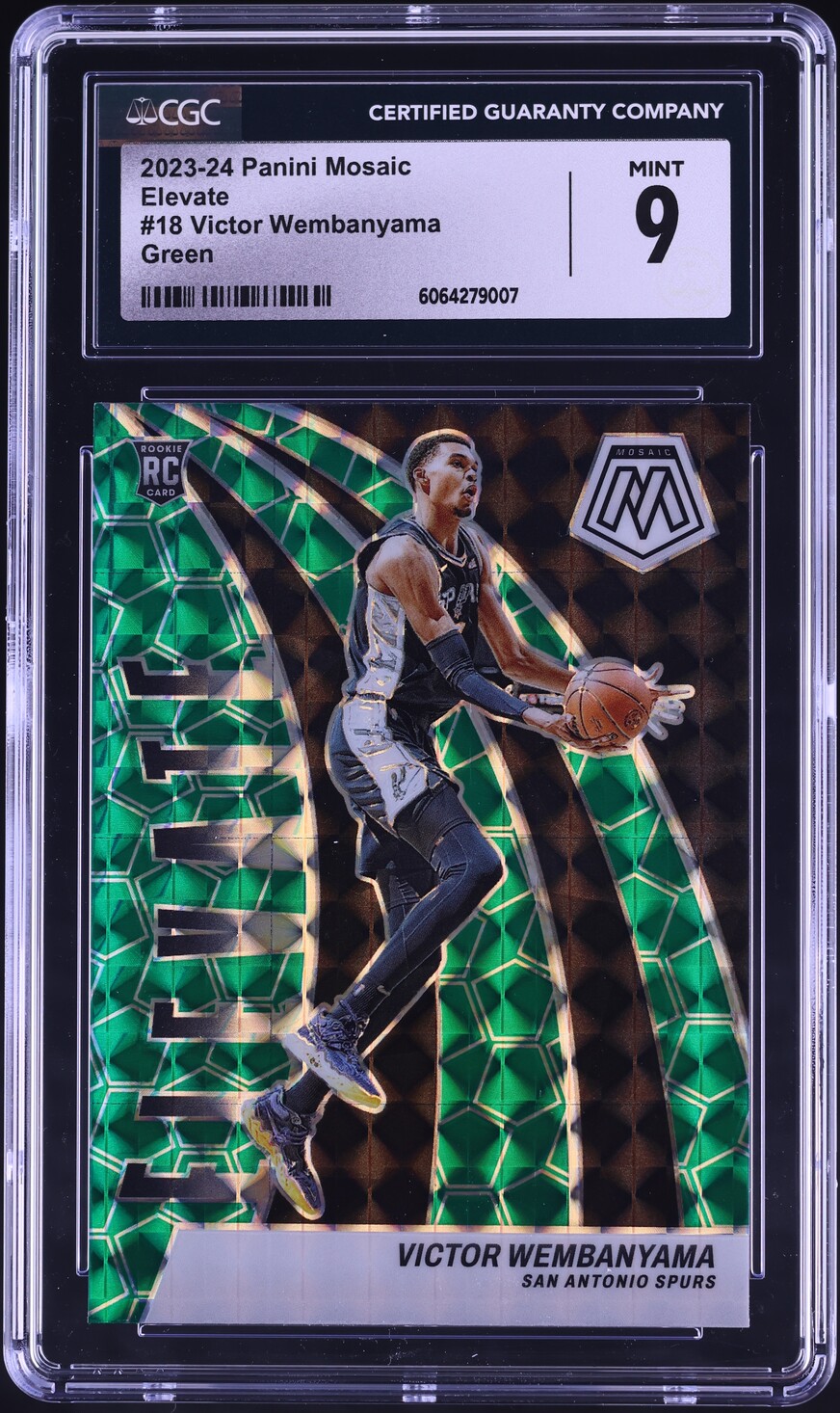 2023 Panini Mosaic Elevate Green Victor Wembanyama ROOKIE #18 CGC 9 MINT
