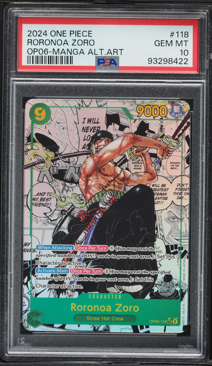 2024 One Piece Wings Of The Captain Manga Alt Art Roronoa Zoro #OP06-118 PSA 10 GEM MINT