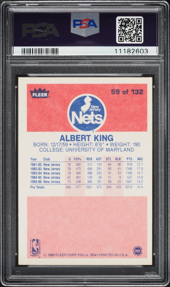 1986 Fleer Basketball Albert King #59 PSA 9 MINT