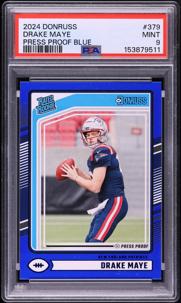 2024 Donruss Press Proof Blue Drake Maye ROOKIE #379 PSA 9 MINT