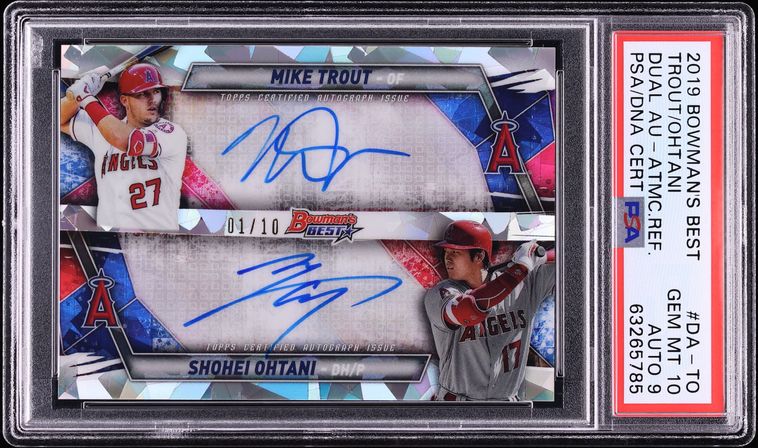 2019 Bowman's Best Atomic Refractor Mike Trout & Shohei Ohtani AUTO DNA 9 1/10 PSA 10 GEM MINT