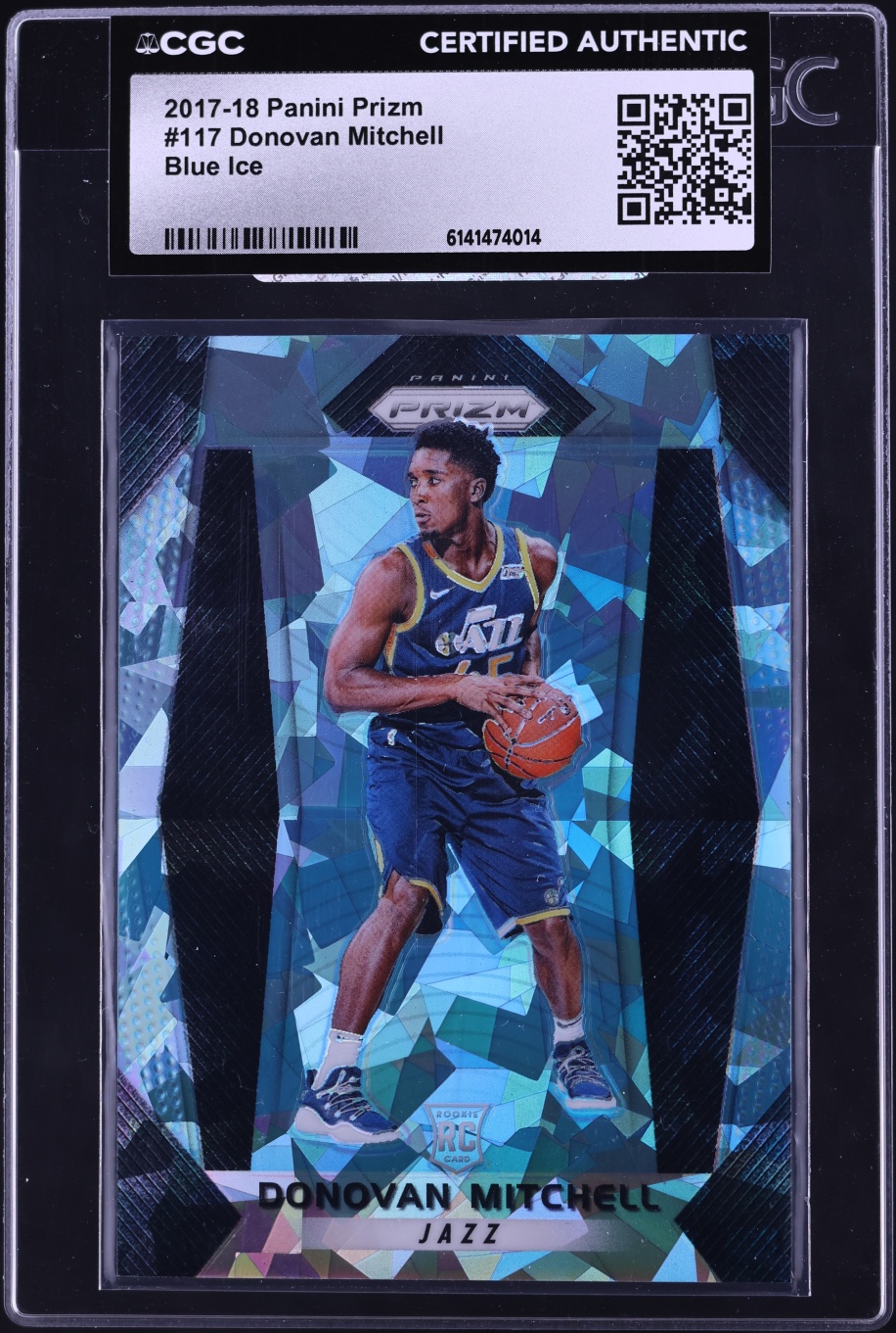 2017 Panini Prizm Blue Ice Donovan Mitchell ROOKIE #117 CGC AUTH