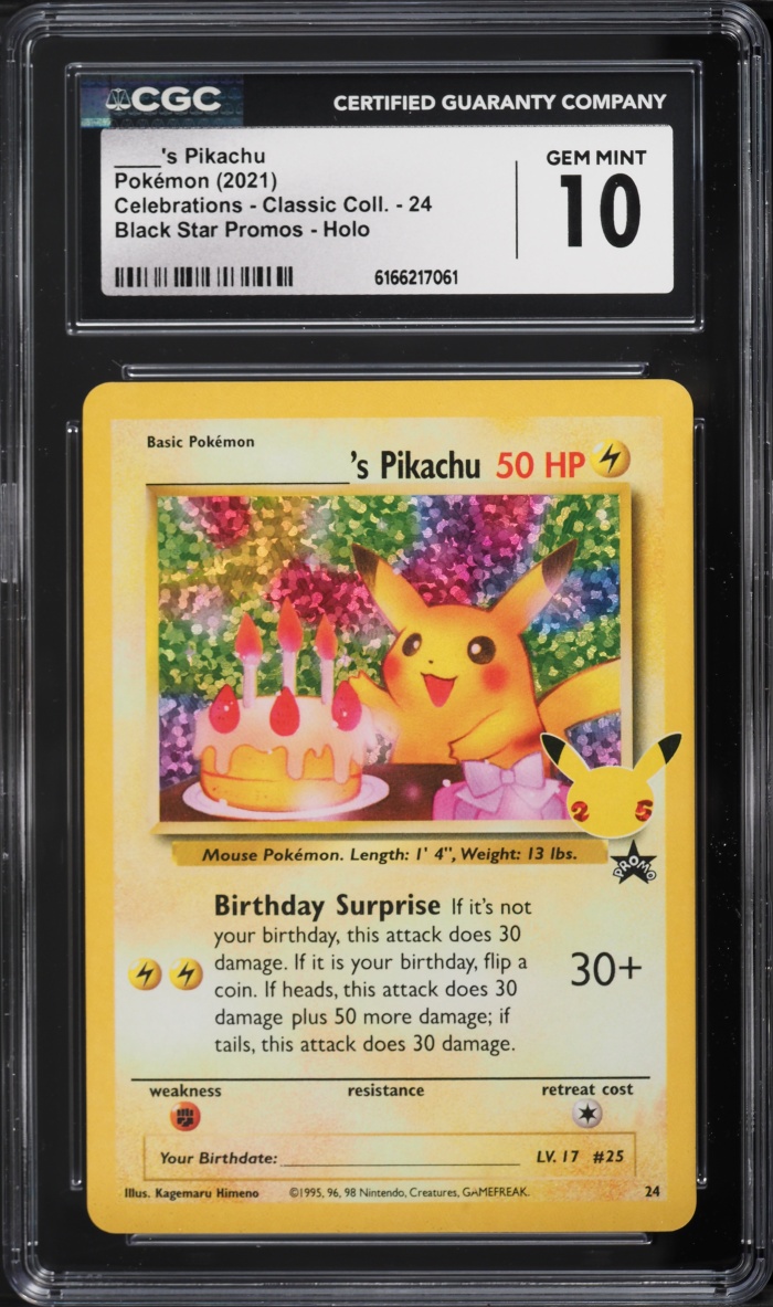 2021 Pokemon SWSH Promo Celebrations Classic Holo Birthday Pikachu #24 CGC 10 GEM MINT
