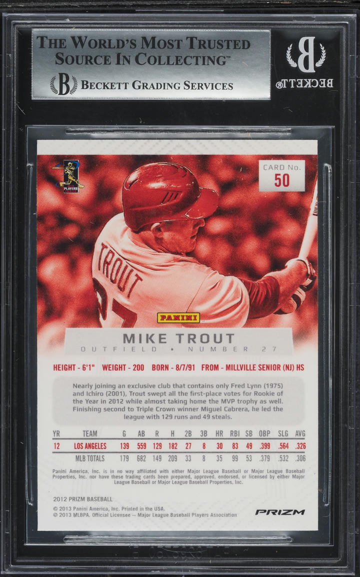 2012 Panini Prizm Silver Mike Trout #50 BGS 9 MINT