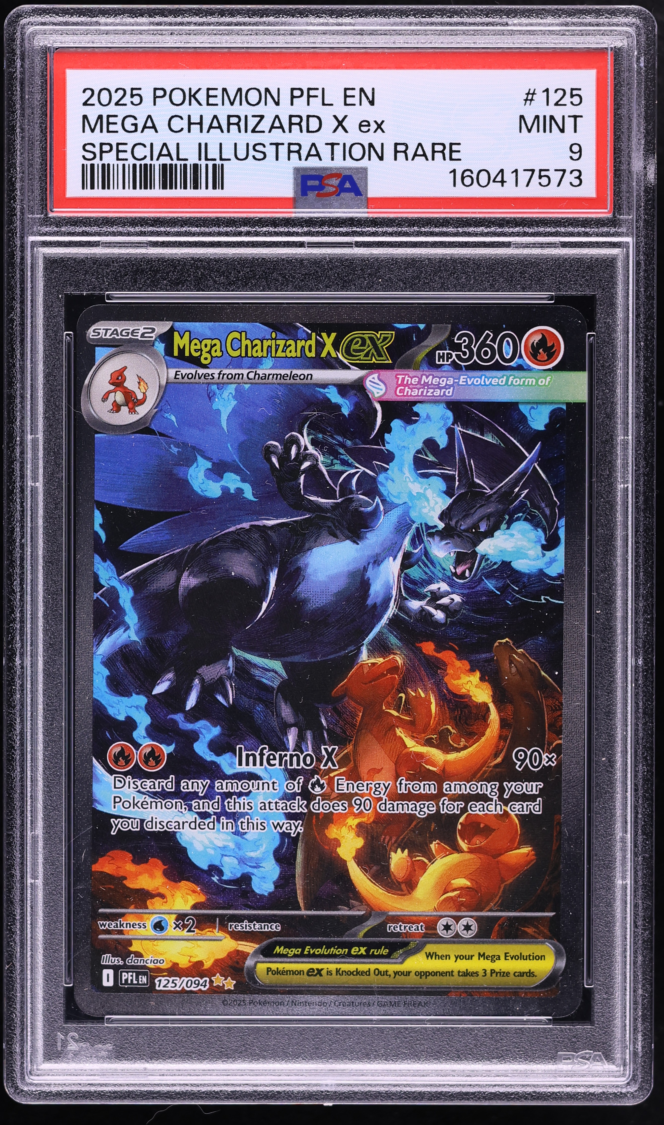 2025 Pokemon Mega Evolution Phantasmal Flames SIR Mega Charizard X ex #125 PSA 9 MINT