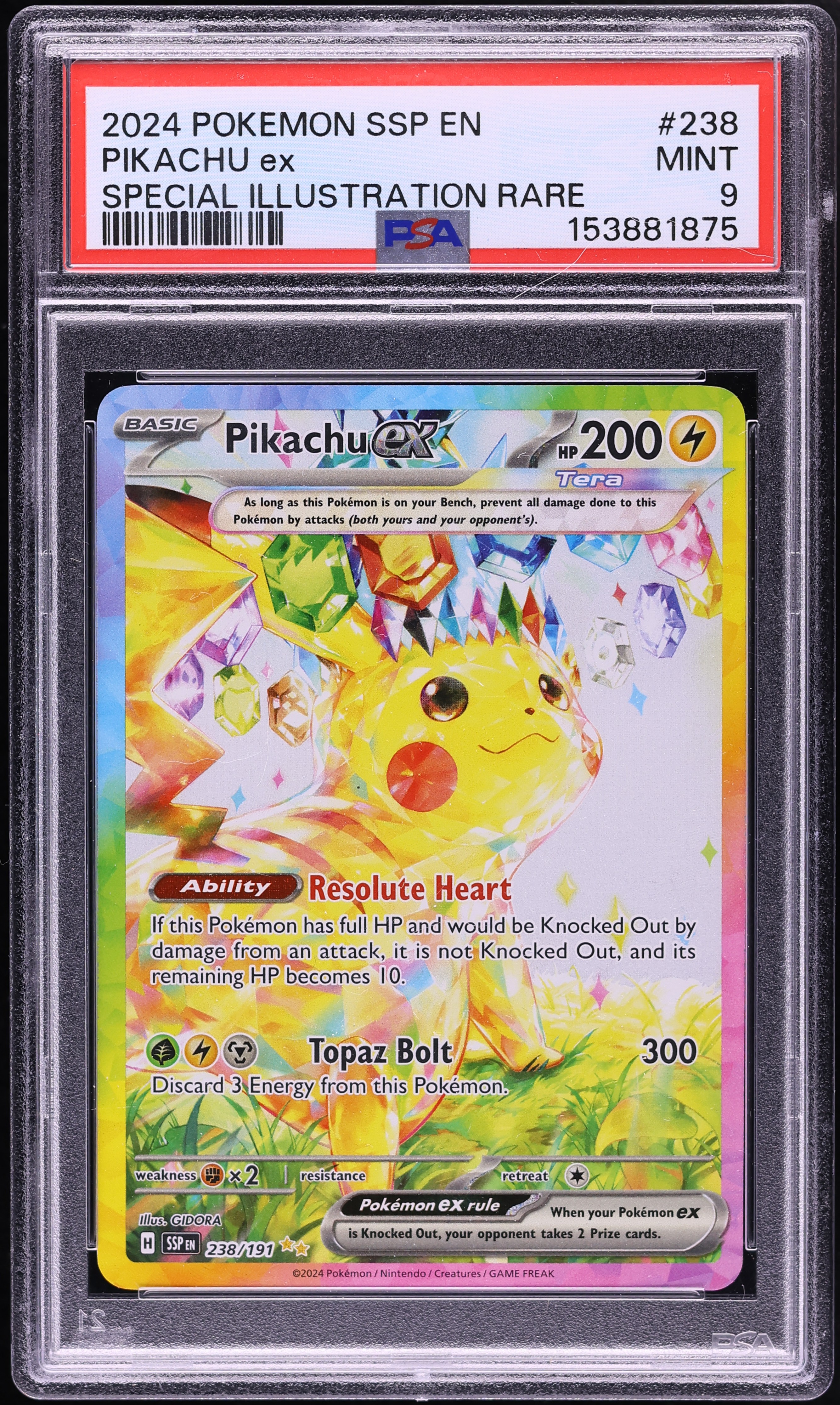 2024 Pokemon Scarlet & Violet Surging Sparks SIR Pikachu ex #238 PSA 9 MINT