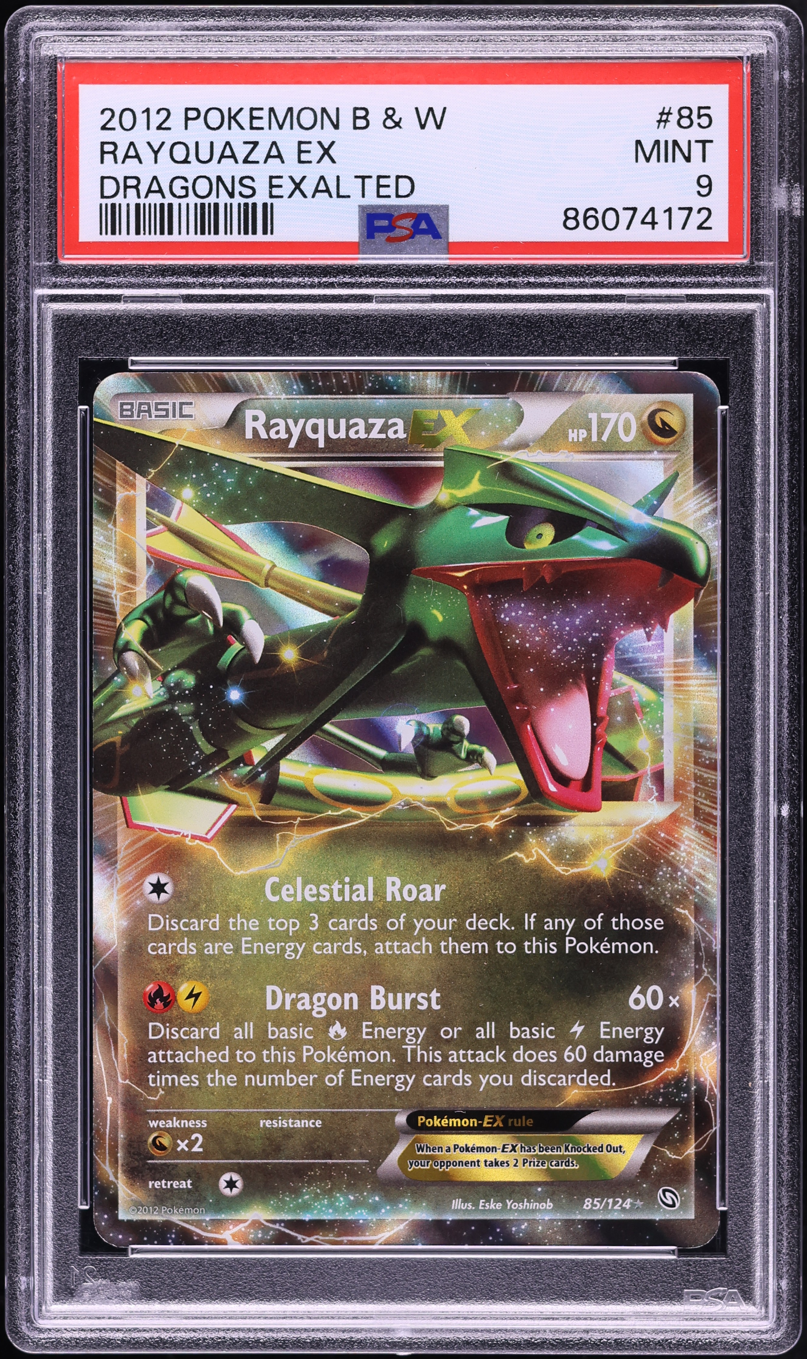 2012 Pokemon Black & White Dragons Exalted Holo Rayquaza EX #85 PSA 9 MINT