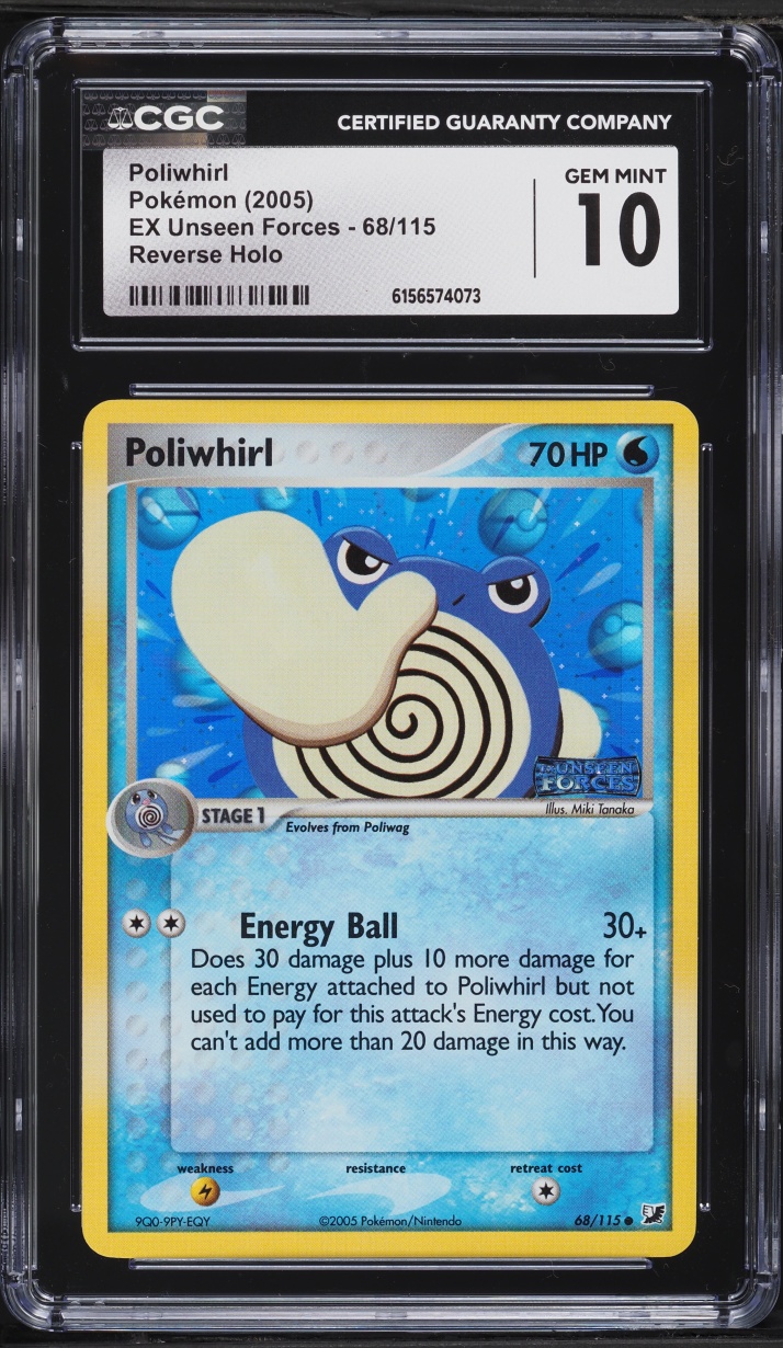 2005 Pokemon EX Unseen Forces Reverse Holo Poliwhirl #68 CGC 10 GEM MINT