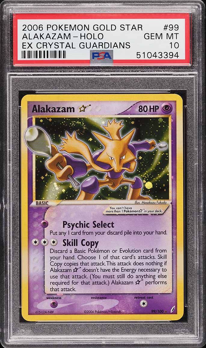 2006 Pokemon EX Crystal Guardians Holo Alakazam Gold Star #99 PSA 10 GEM MINT