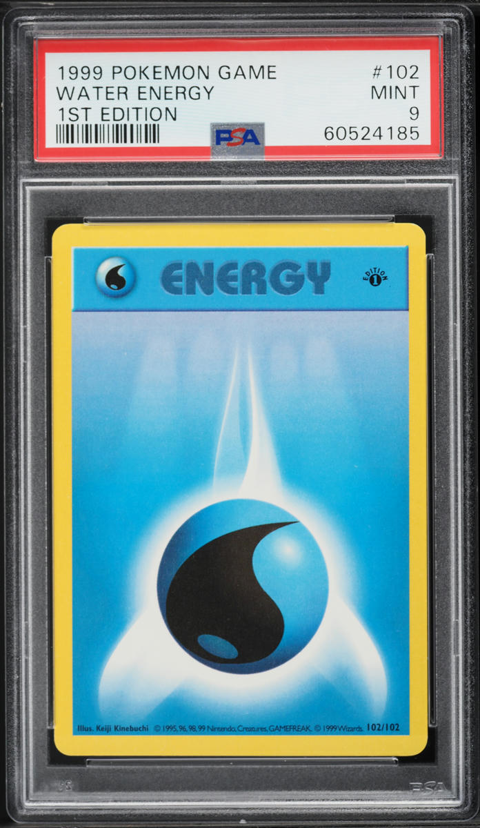 1999 Pokemon Base Set Shadowless 1st Edition Water Energy #102 PSA 9 MINT