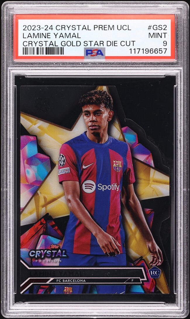 2023 Topps Crystal Premium UEFA Gold Star Die-Cut Lamine Yamal ROOKIE #GS2 PSA 9 MINT