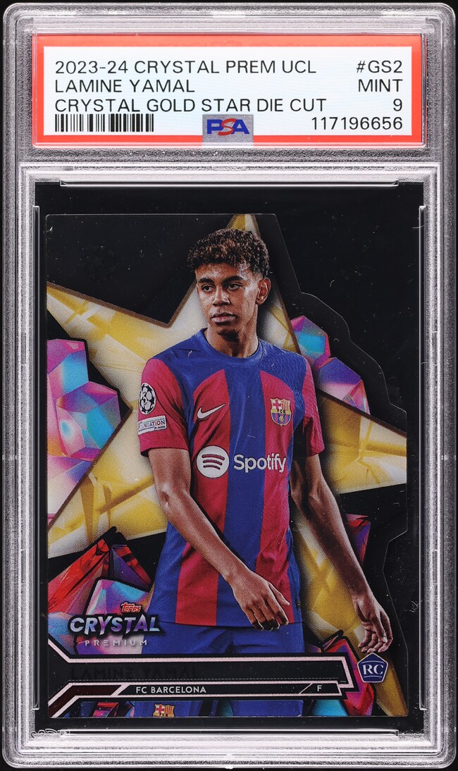 2023 Topps Crystal Premium UEFA Gold Star Die-Cut Lamine Yamal ROOKIE #GS2 PSA 9 MINT