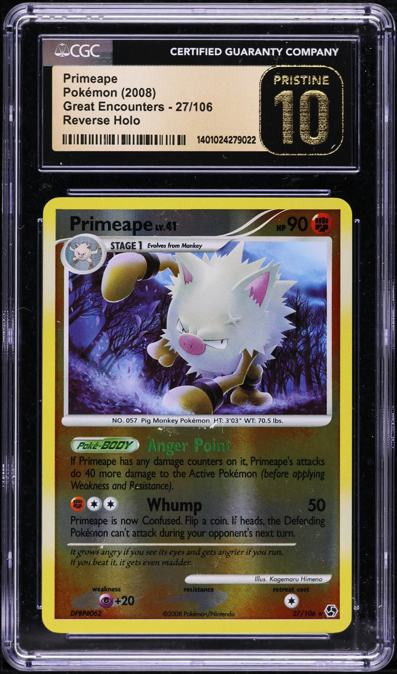2008 Pokemon DP Great Encounters Reverse Holo Primeape #27 CGC 10 PRISTINE