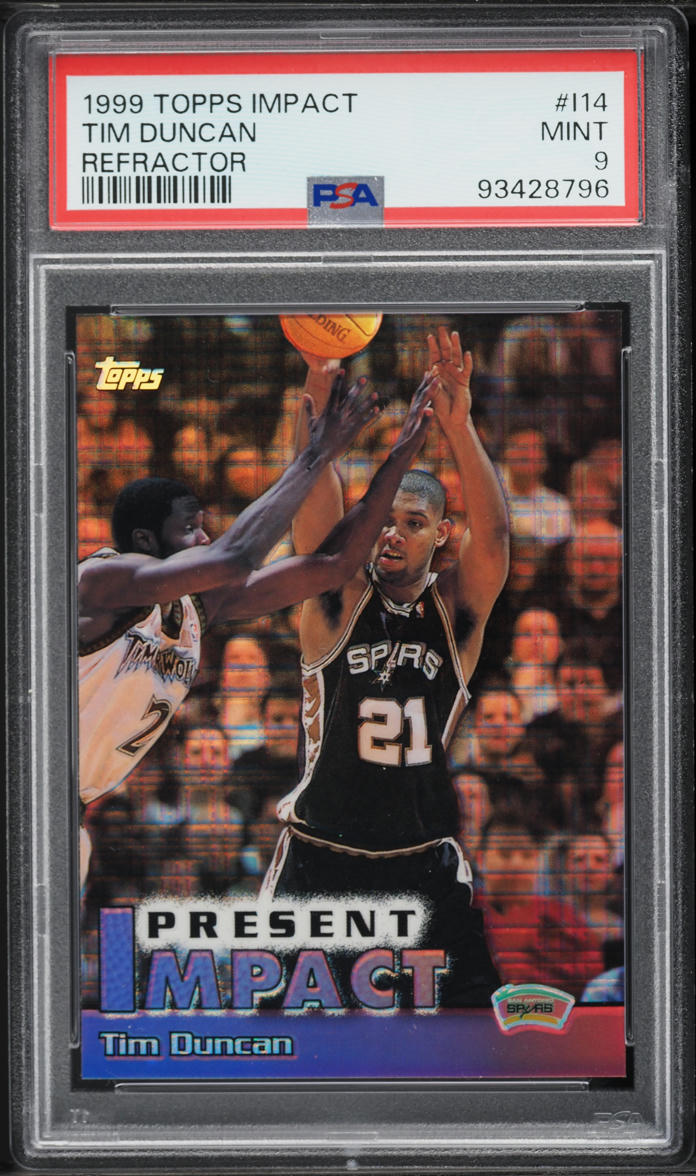 1999 Topps Impact Refractor Tim Duncan #I14 PSA 9 MINT