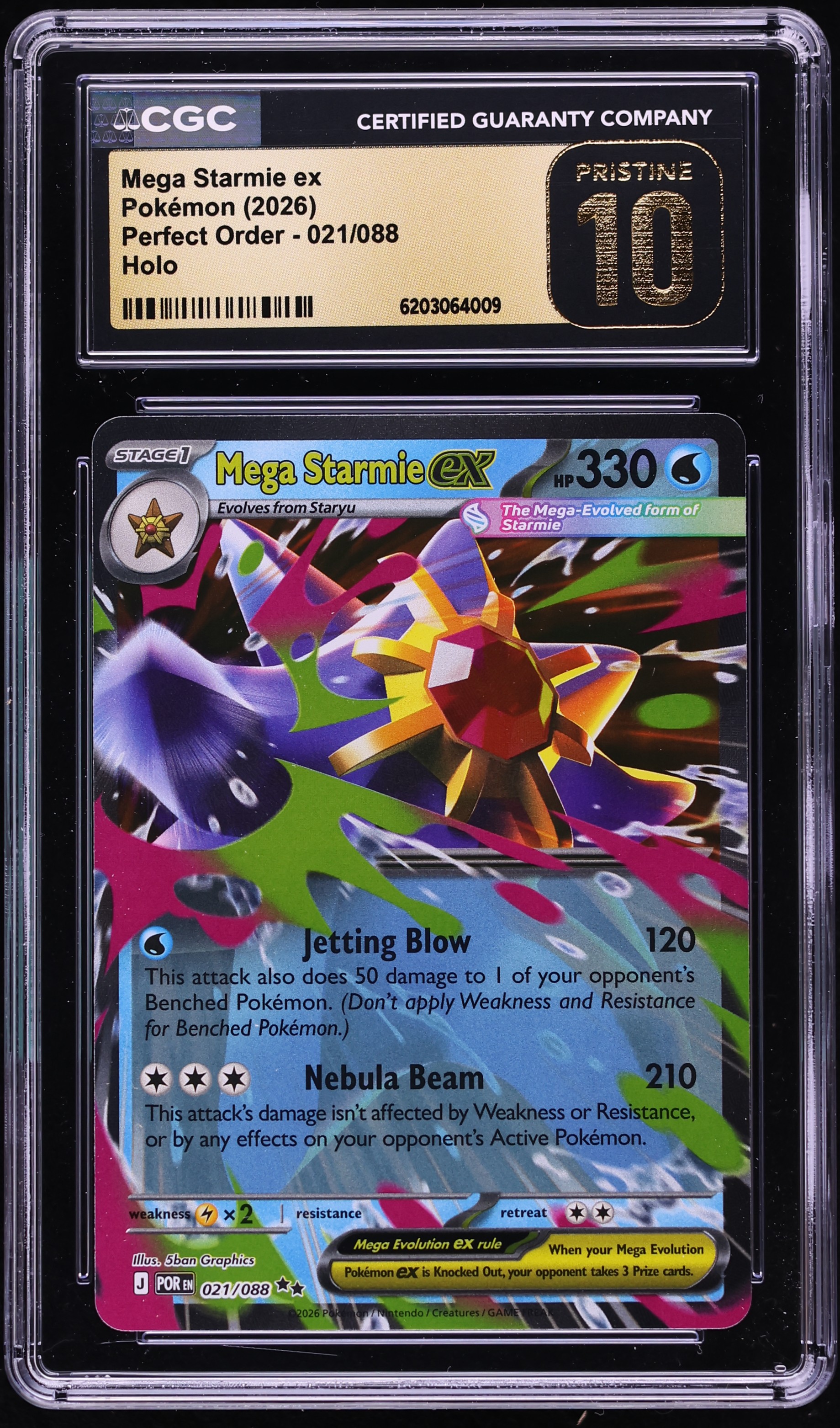 2026 Pokemon Mega Evolution Perfect Order Holo Mega Starmie ex #21 CGC 10 PRISTINE