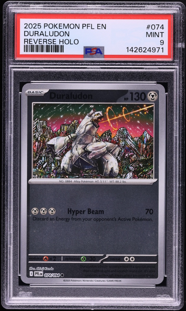 2025 Pokemon Mega Evolution Phantasmal Flames Reverse Holo Duraludon #74 PSA 9 MINT