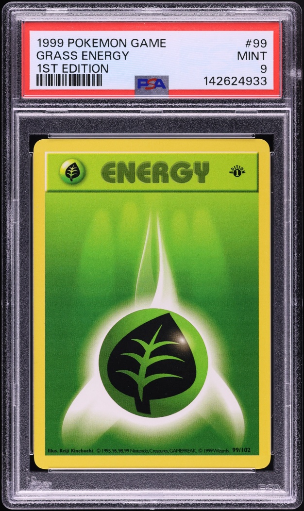 1999 Pokemon Base Set Shadowless 1st Edition Grass Energy #99 PSA 9 MINT