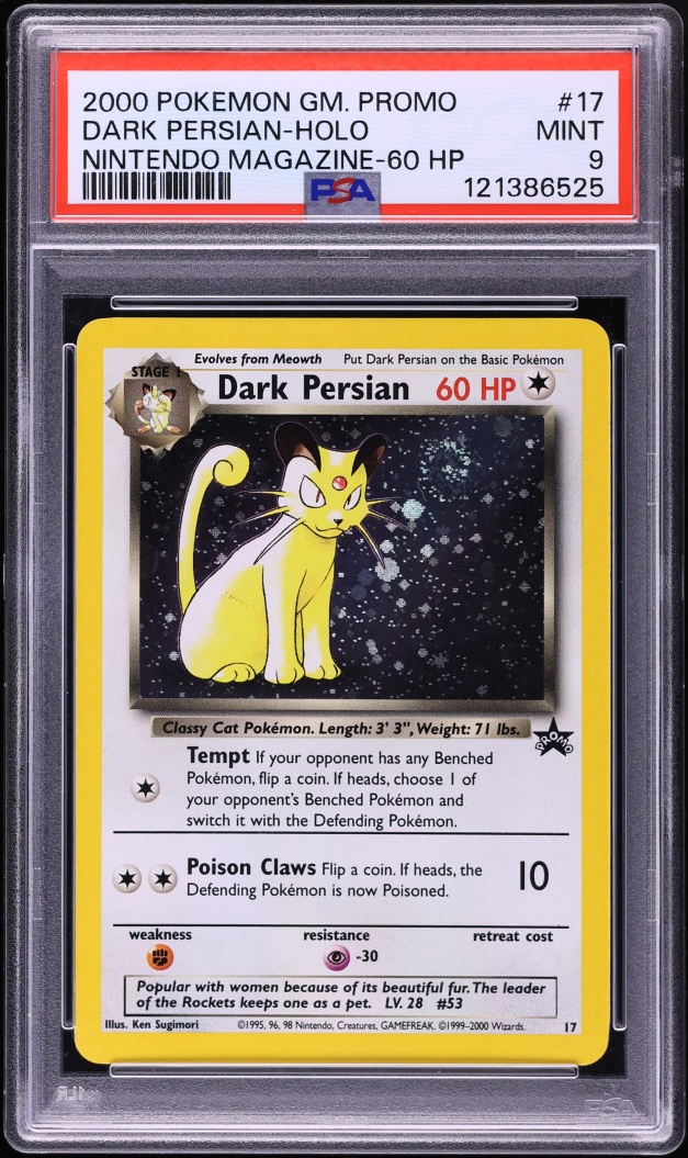 2000 Pokemon Promo Nintendo Power 60 HP Holo Dark Persian #17 PSA 9 MINT