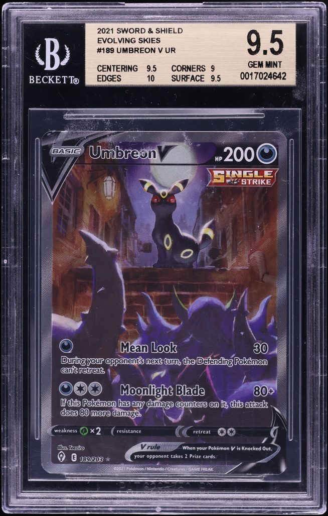 2021 Pokemon Sword & Shield Evolving Skies Full Art Umbreon V #189 BGS 9.5 GEM MINT