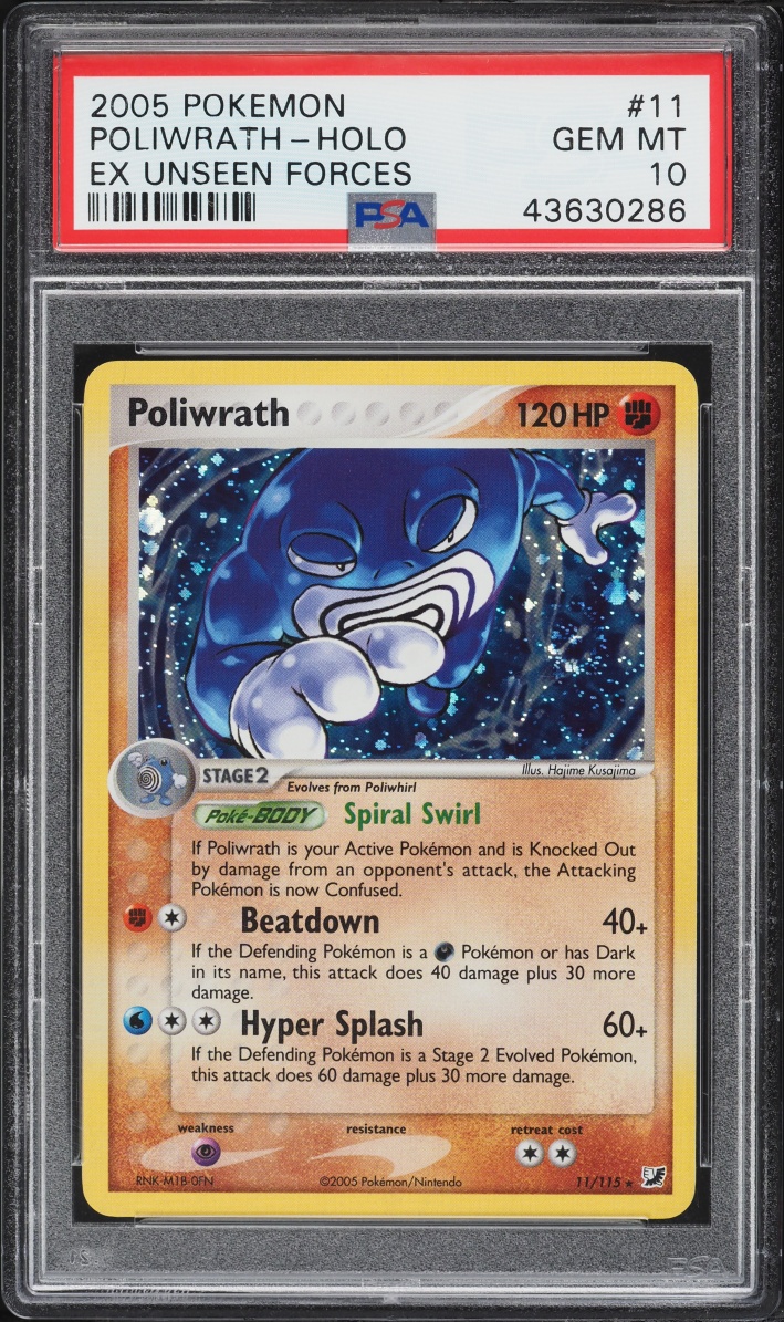 2005 Pokemon EX Unseen Forces Holo Poliwrath #11 PSA 10 GEM MINT