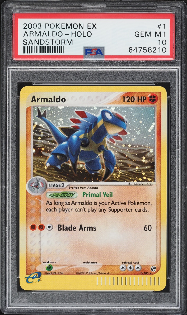 2003 Pokemon EX Sandstorm Holo Armaldo #1 PSA 10 GEM MINT