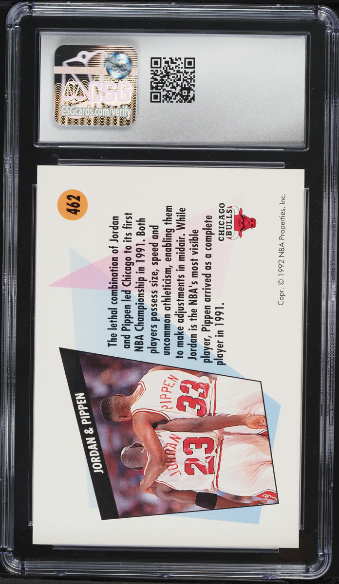 1991 Skybox Teamwork Chicago Michael Jordan Scottie Pippen #462 CSG 10 GEM MINT