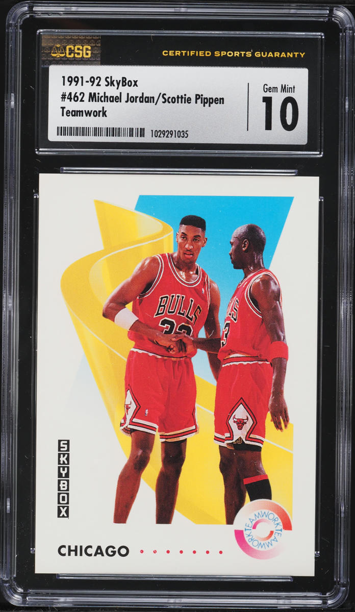 1991 Skybox Teamwork Chicago Michael Jordan Scottie Pippen #462 CSG 10 GEM MINT