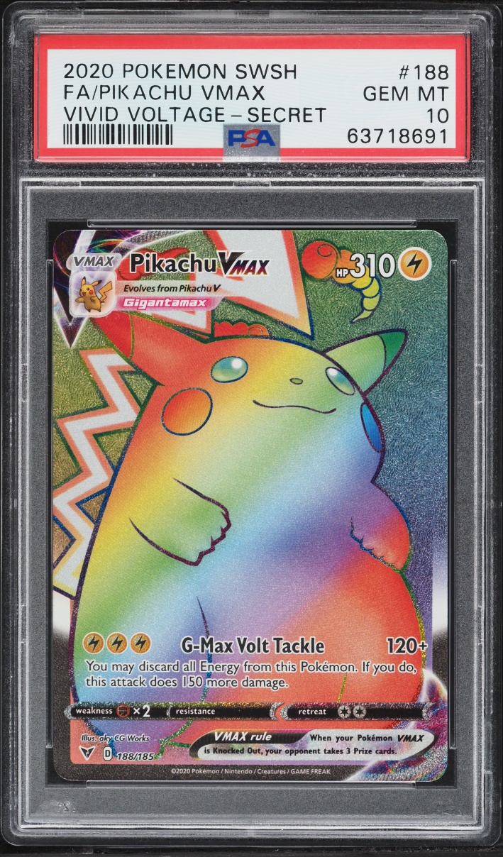 2020 Pokemon Sword & Shield Vivid Voltage Rainbow Rare Pikachu VMAX #188 PSA 10 GEM MINT