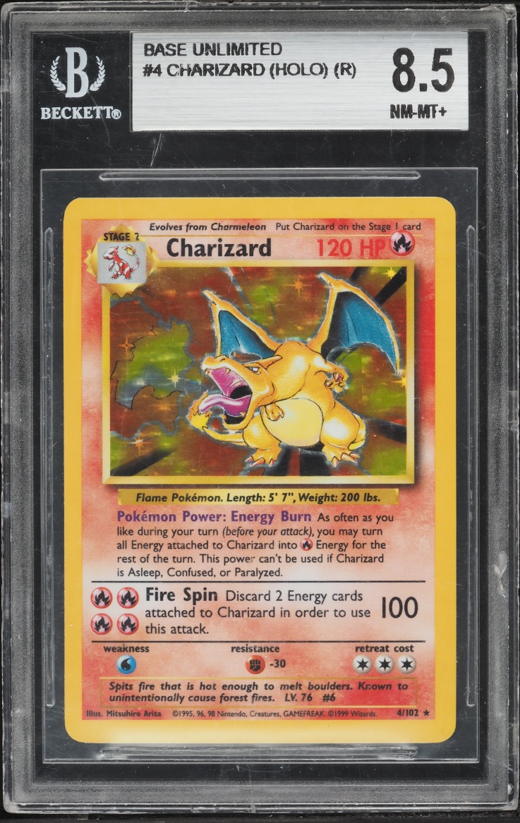 1999 Pokemon Base Set Holo Charizard #4 BGS 8.5 NM-MT+