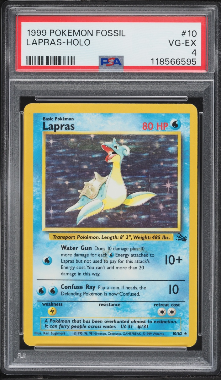 1999 Pokemon Fossil Holo Lapras #10 PSA 4 VGEX