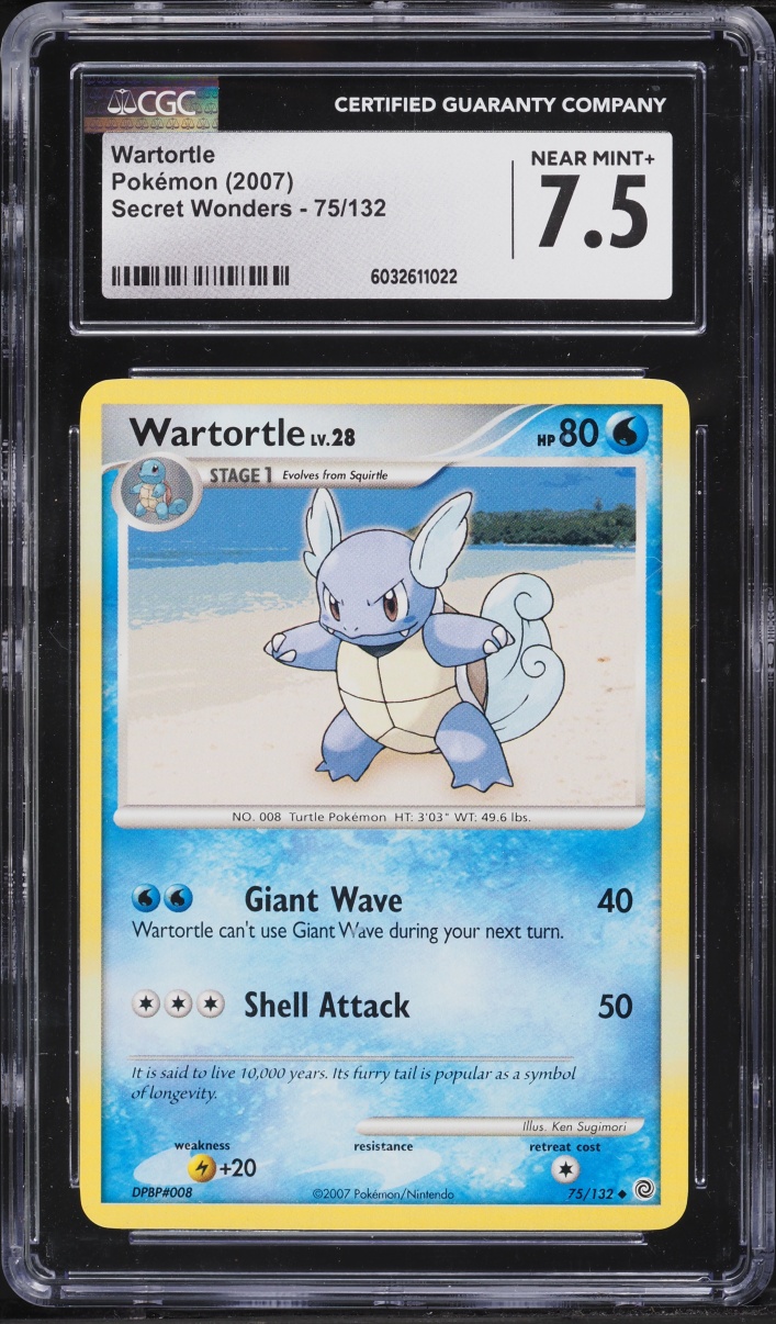 2007 Pokemon Diamond & Pearl Secret Wonders Wartortle #75 CGC 7.5 NRMT+