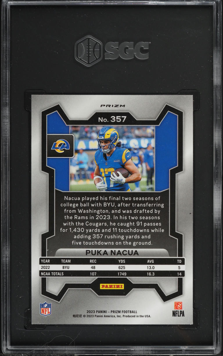 2023 Panini Prizm Silver Puka Nacua ROOKIE #357 SGC 9.5 MINT+