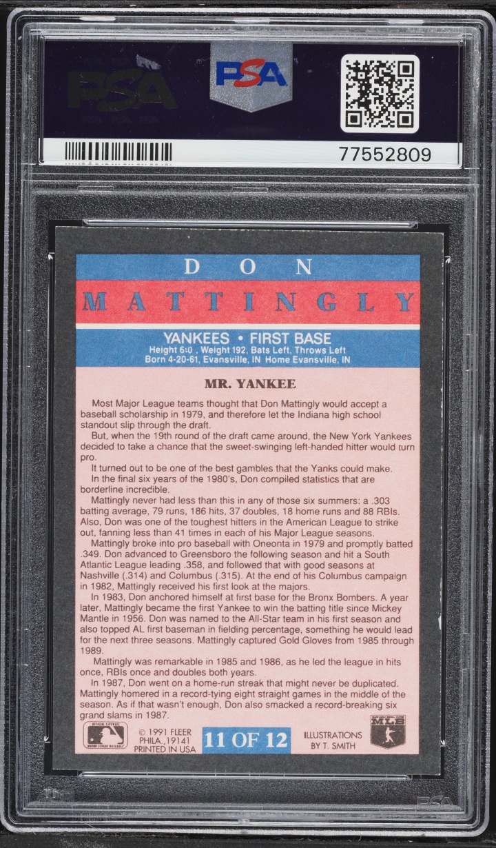 1991 Fleer Pro-Visions Don Mattingly #11 PSA 8 NM-MT