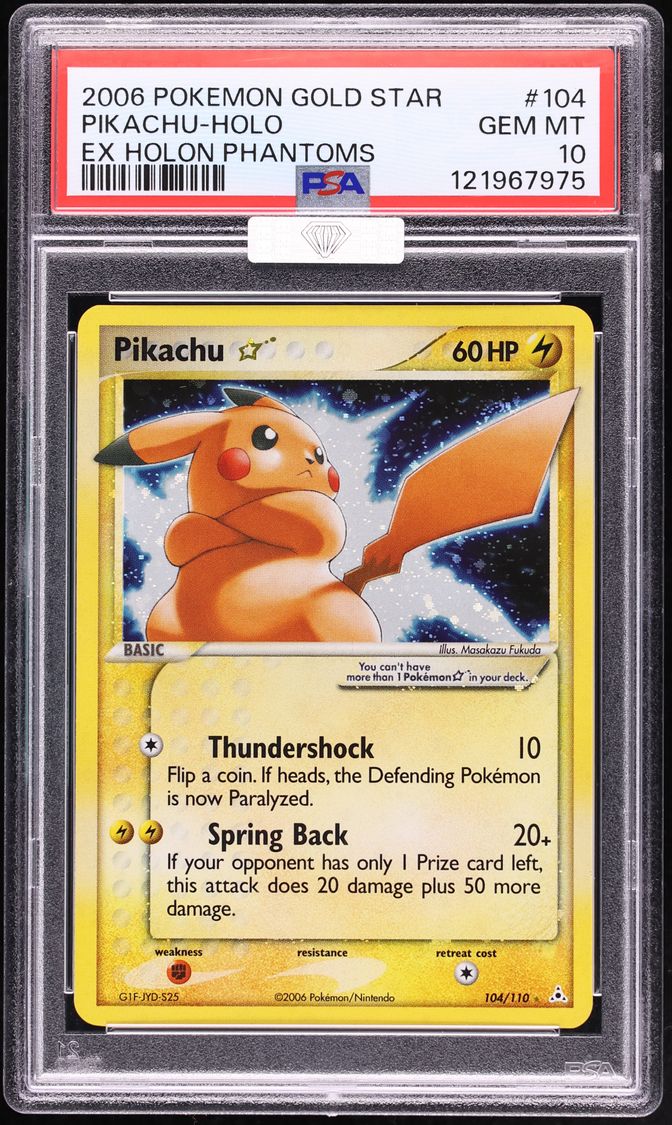 2006 Pokemon EX Holon Phantoms Holo Pikachu Gold Star #104 PSA 10 GEM MINT