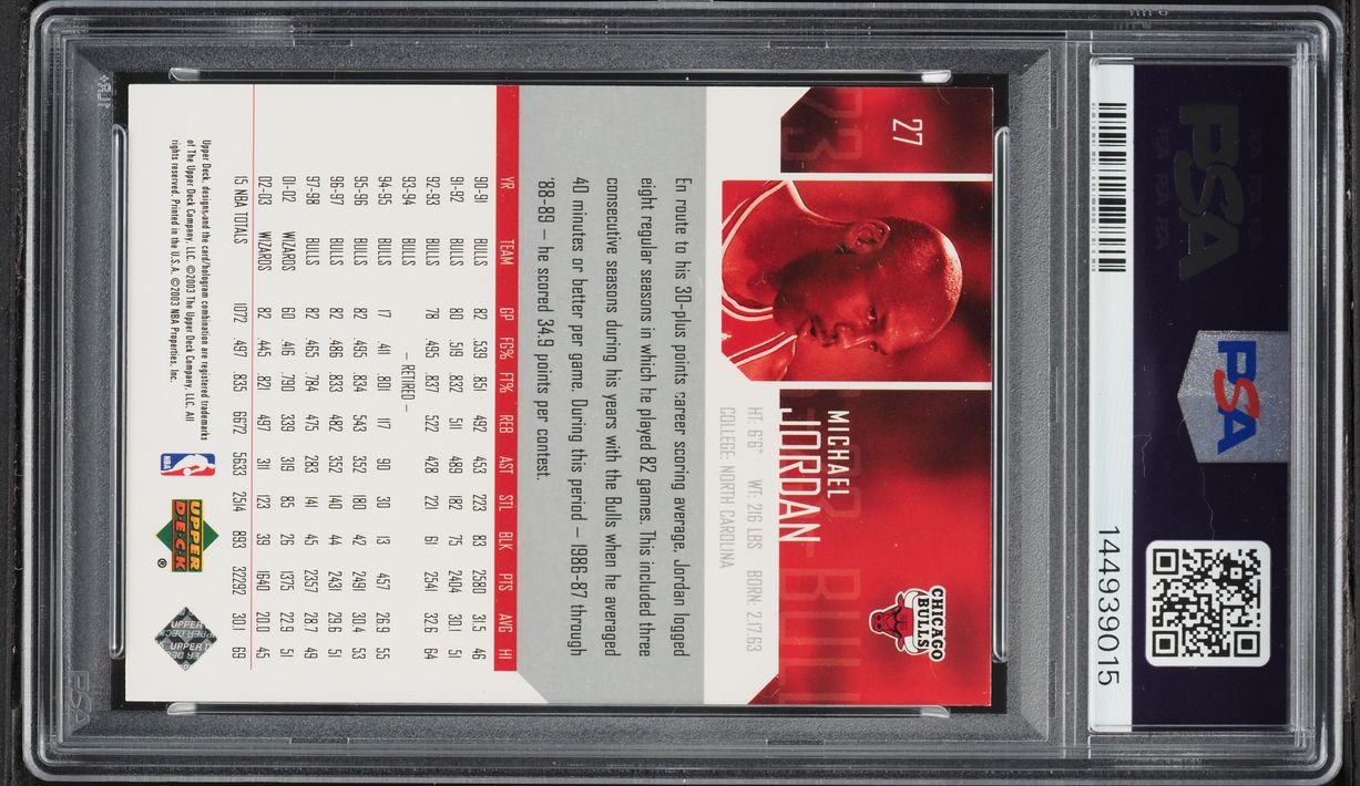 2003 Upper Deck Basketball Michael Jordan #27 PSA 8 NM-MT