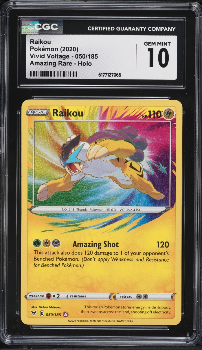 2020 Pokemon Sword & Shield Vivid Voltage Amazing Rare Raikou #50 CGC 10 GEM MINT