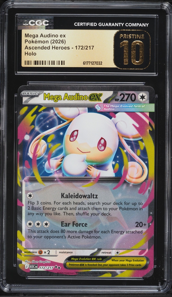 2026 Pokemon Mega Evolution Ascended Heroes Holo Mega Audino Ex #172 CGC 10 PRISTINE
