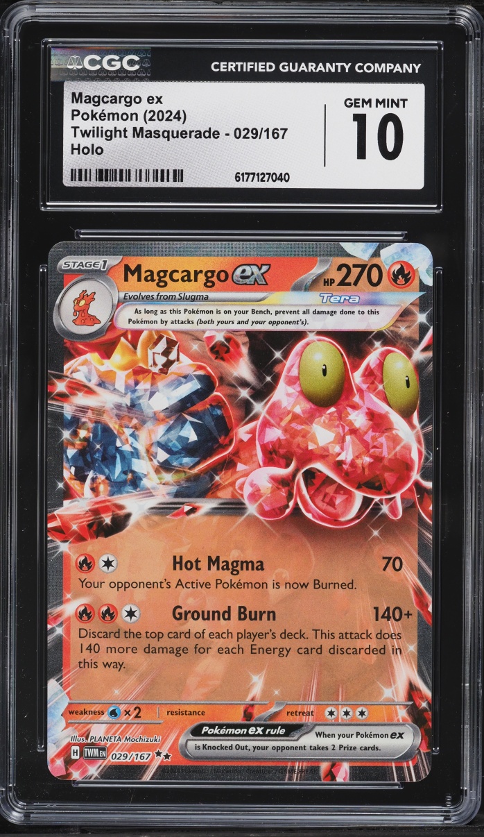 2024 Pokemon Scarlet & Violet Twilight Masquerade Holo Magcargo Ex #29 CGC 10 GEM MINT