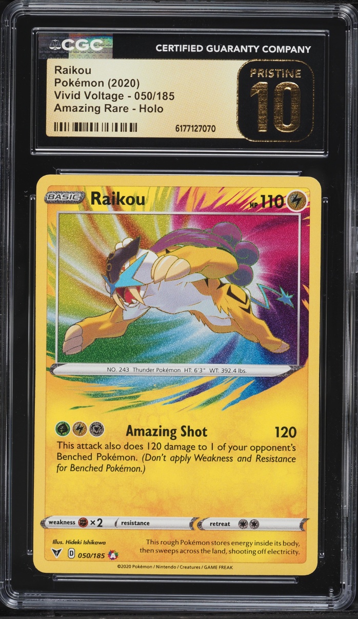2020 Pokemon Sword & Shield Vivid Voltage Amazing Rare Raikou #50 CGC 10 PRISTINE