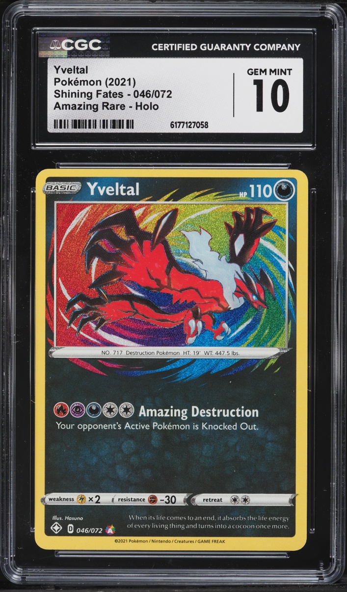 2021 Pokemon Sword & Shield Shining Fates Amazing Rare Yveltal #46 CGC 10 GEM MINT